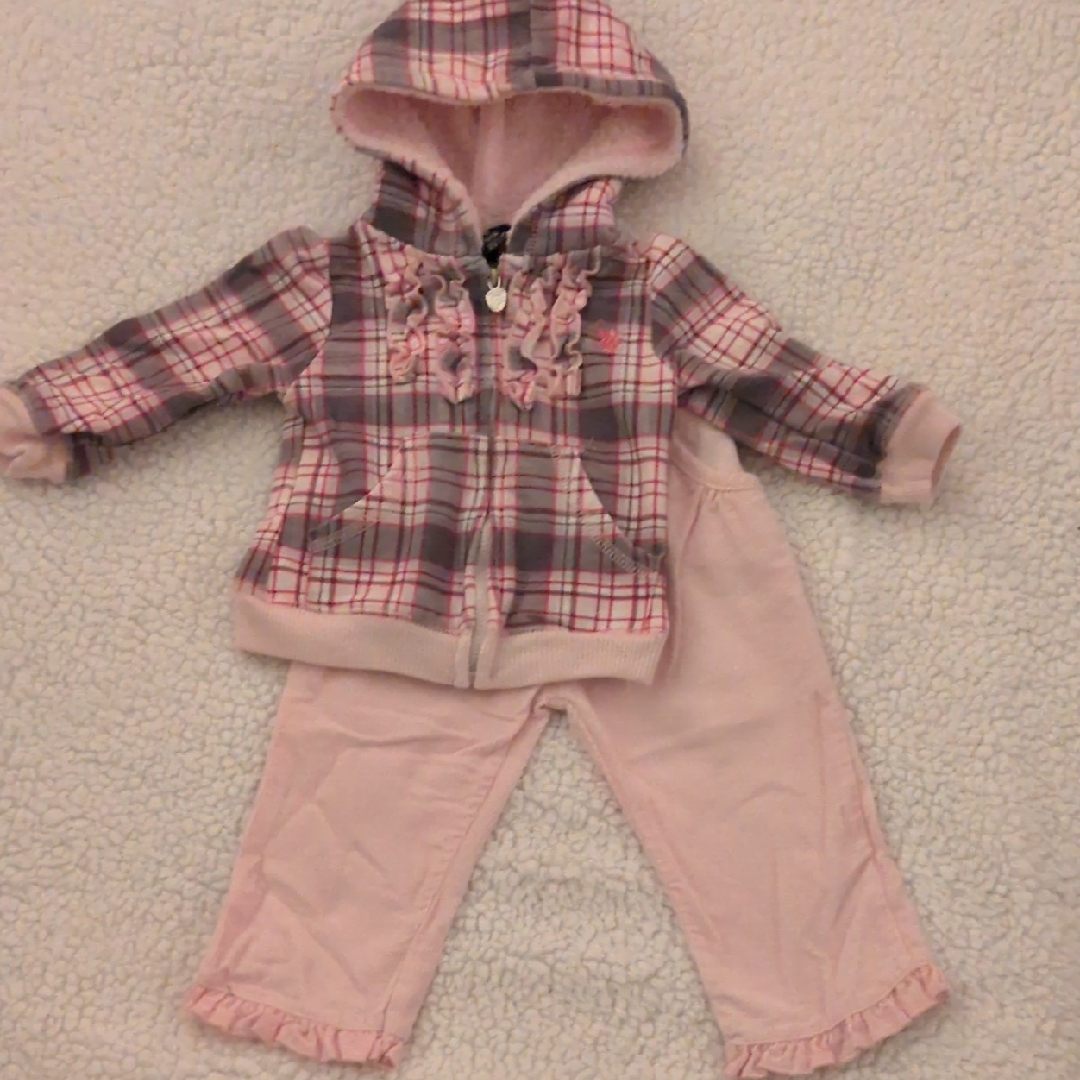 U.S. Polo Assn. Pink And Gray Plaid Kids Set. Jacket And Pants Set.